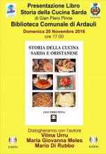 Eventi - Presentazione libro sulla storia della cucina sarda e oristanese - Ardauli - Oristano